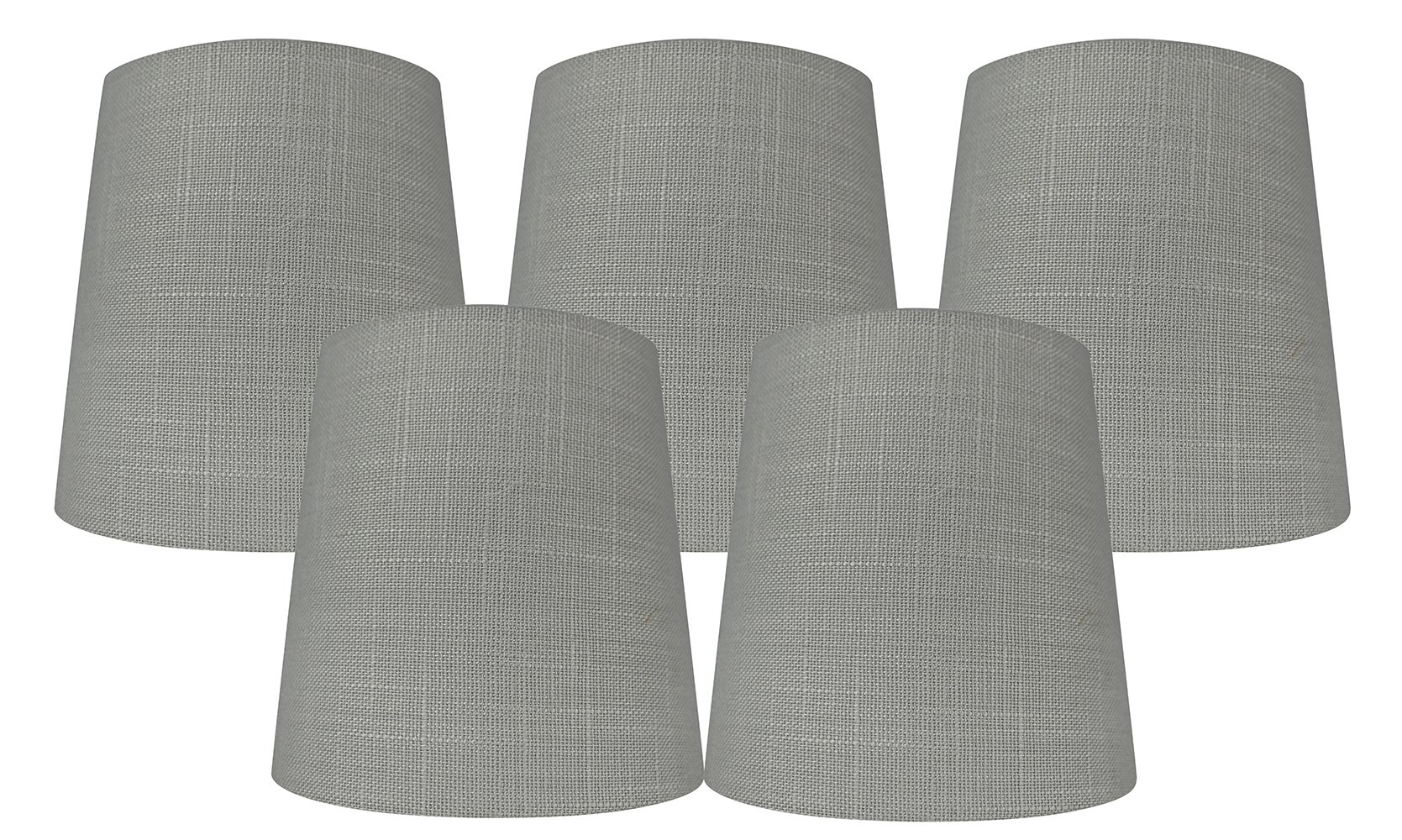 Meriville Set of 5 Gray Linen Clip On Chandelier Lamp Shades