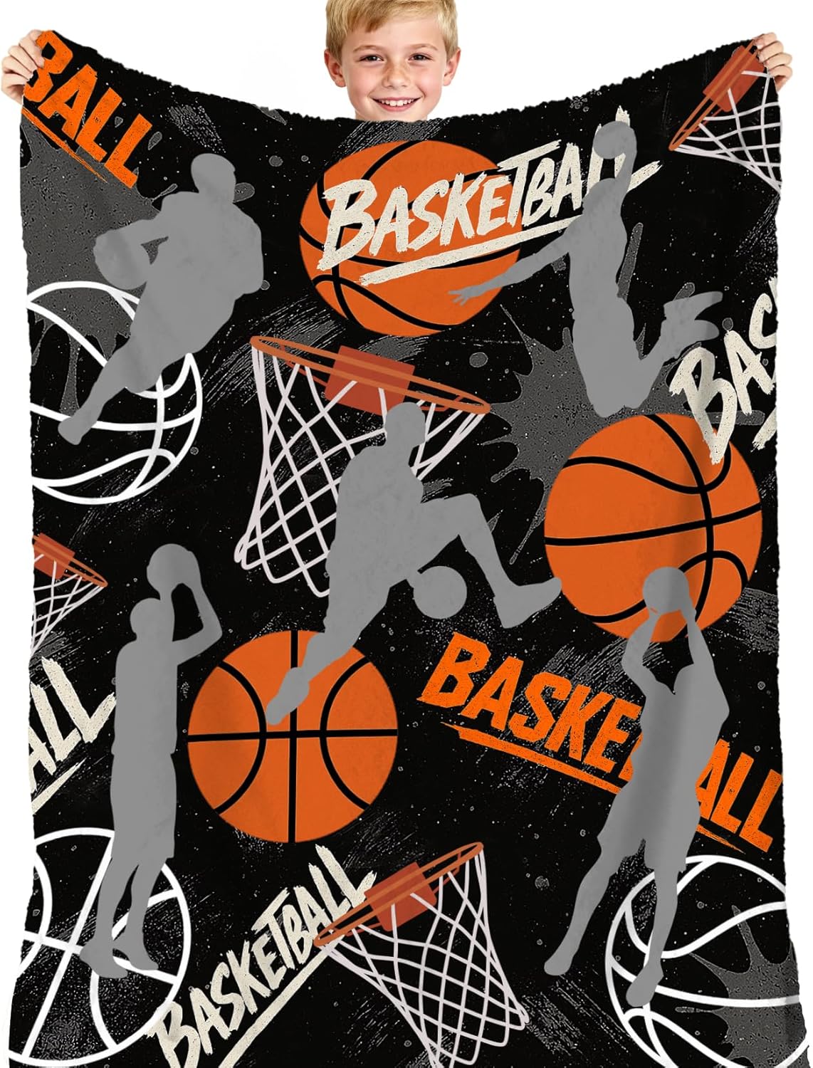 Blanket for Boys Girls Teens Kids, Soft Cozy Throw Blanket, Plush Fleece Blanket Blankets Accessories for Bed Couch Living Room Home (Basketball, 80"x60")
