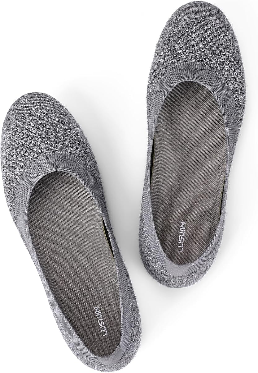 Women's Minimalist Ballet Flats Dressy Round Toe Knit Flats Comfortable Slip On Work Business Office Daily Barefoot Shoes