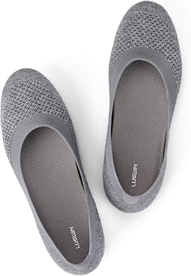 Womens Minimalist Ballet Flats Dressy Round Toe Knit Flats Comfortable Slip On Work Business Office Daily Barefoot Shoes