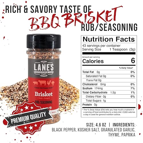 Vista 10 de Lane's Condimento Brisket Rub, condimento natural para frotar los glúteos, perfecto para hamburguesas, filetes y cerdo para ahumar, fabricado