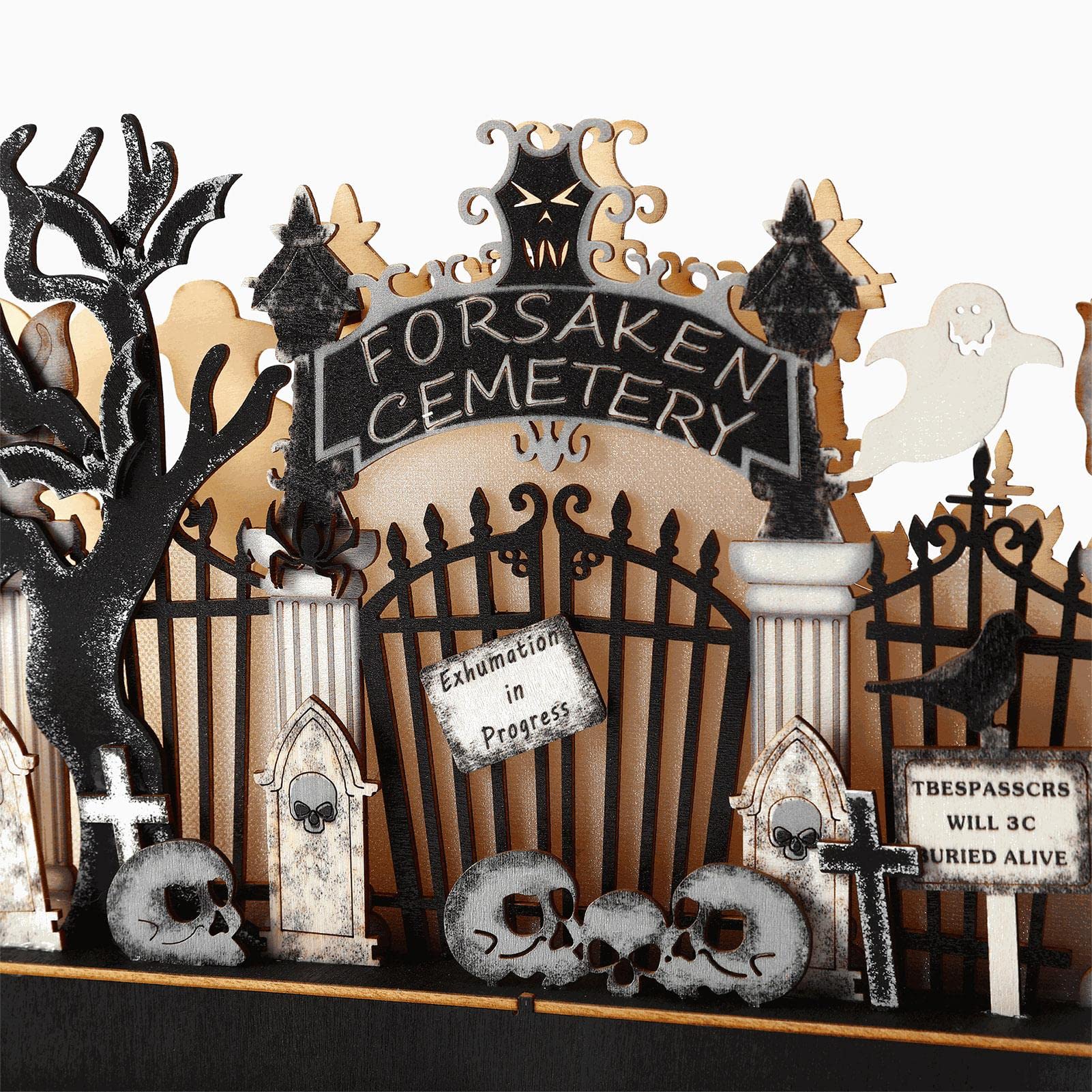 Straszne światło dekoracyjne z duchami Halloween | Latarnia na baterie z nagrobkami, czaszkami i duchami | Przerażające światło czaszki Ghost Festival Światła LED do domu, biura i sklepu