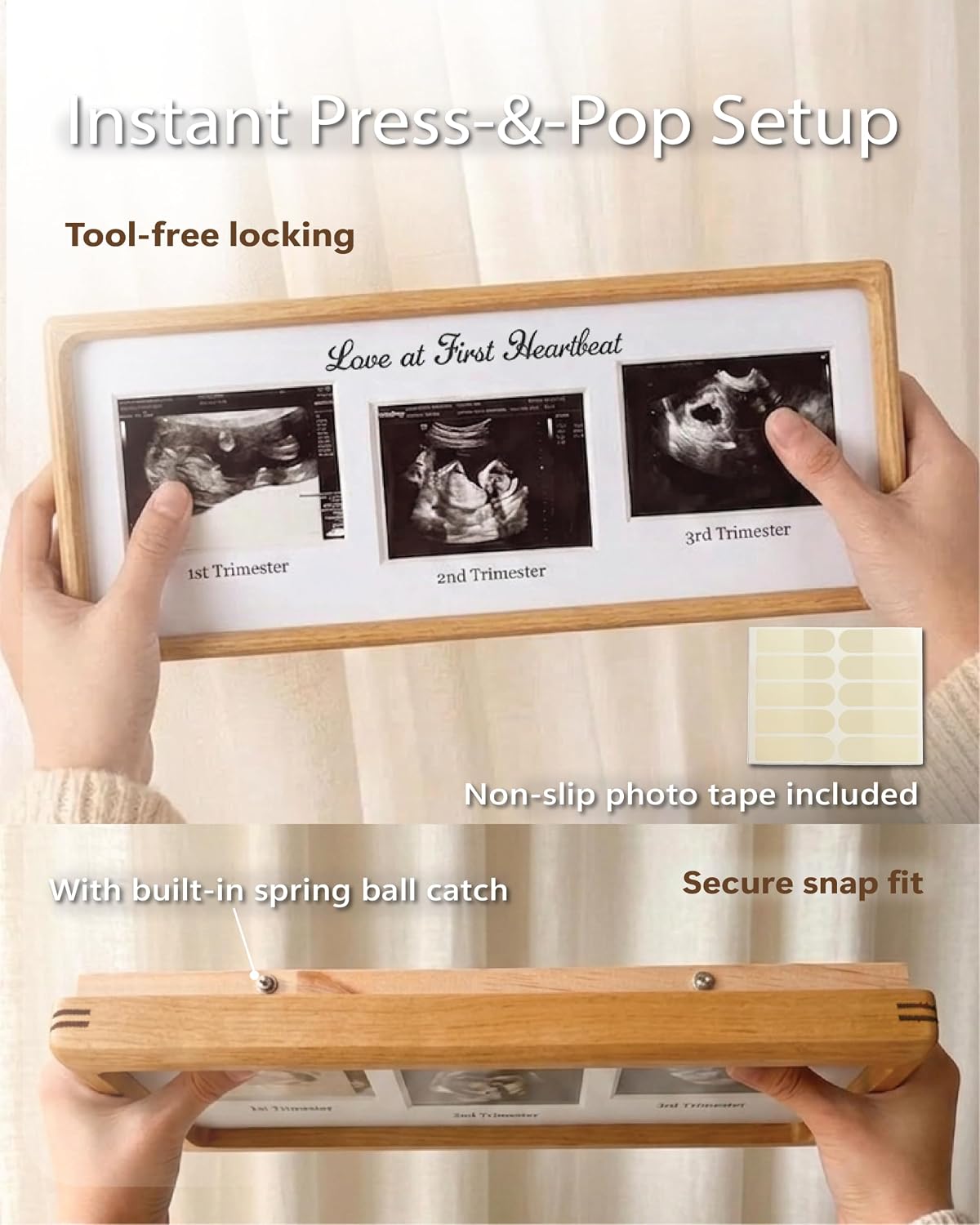 Wooden Baby Sonogram Picture Frame - First Ultrasound New Baby Announcement