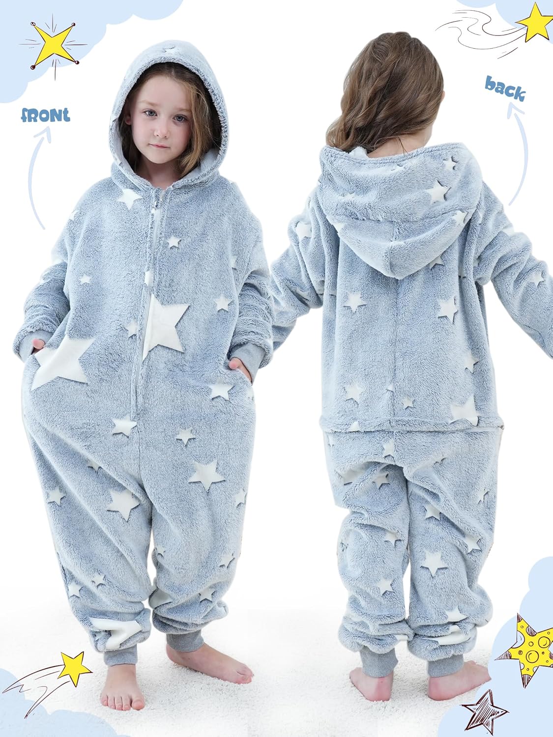 Cloele Unisex Kids Onesie Pajamas Children Unicorns Costume Glow Halloween Cosplay for Girls Boys