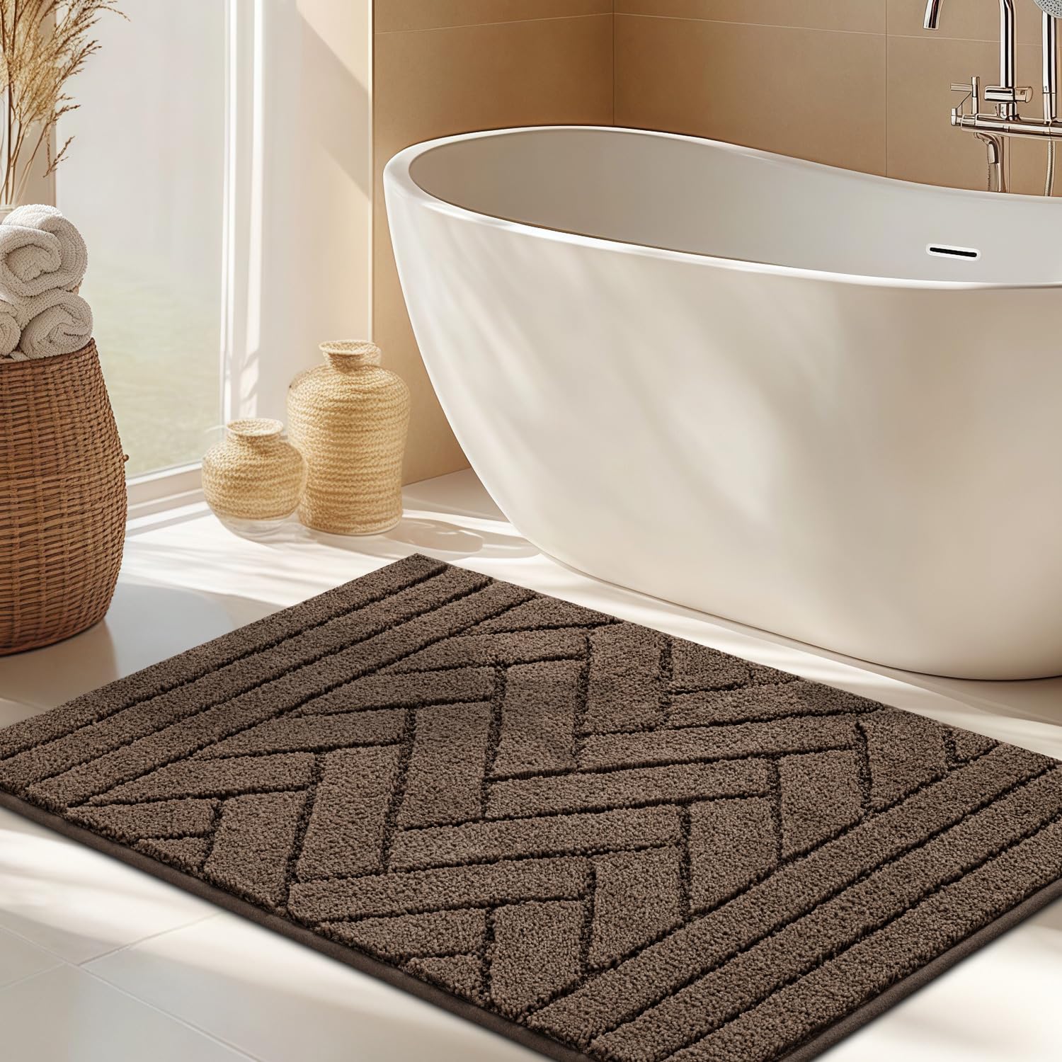 Biscpro Badteppich rutschfeste,Weich Badezimmerteppich Wasserabsorbierend Badematte Waschbar Badvorleger für Dusche,Toilette 50x80cm