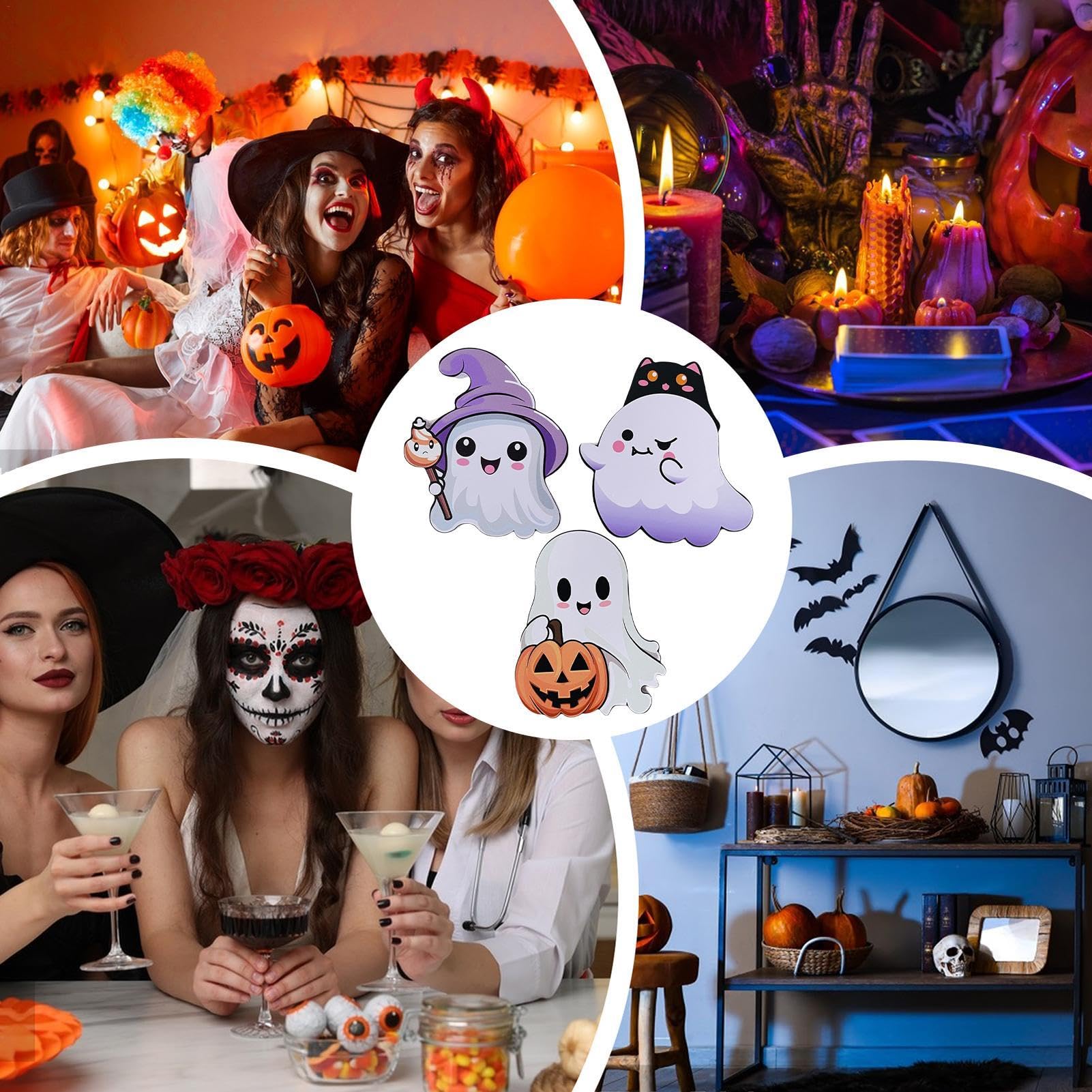 Niedliche Geister Halloween Deko - Harz Figuren Mit Mittelfinger Für Partys & Regal