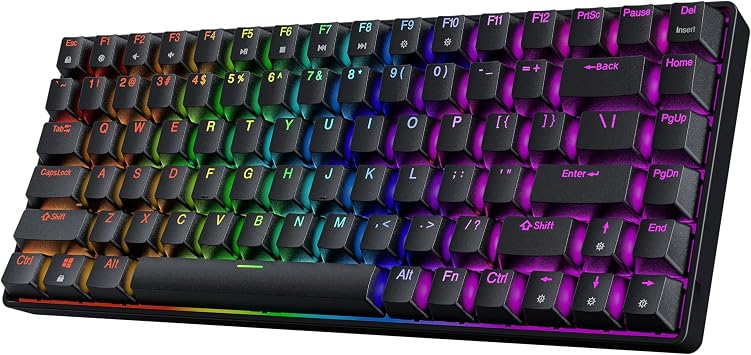 HK GAMING GK75 75% v3 | Hotswap Mechanical Gaming Keyboard | 84 Keys Multi Color RGB LED Backlit for PC/Mac Gamer | US Layout Black, Mechanical Red