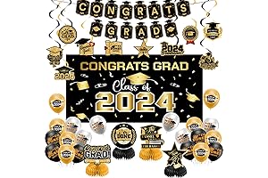 Class of 2024 Graduation Decorations Set, (Gold Decorations for a Graduation)