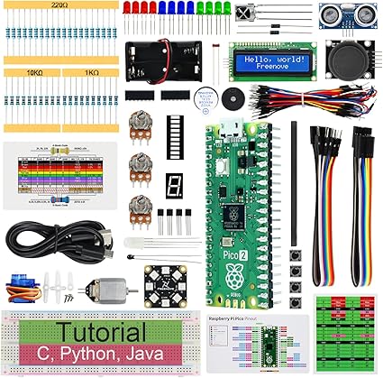 Freenove Super Starter Kit for Raspberry Pi Pico 2 (Included), Dual Arm Cortex-M33 and Dual Hazard3 RISC-V Microcontroller, 588-Page Detailed Tutorial, 177 Items, 94 Projects, Python C Java Code