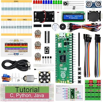 Freenove Super Starter Kit for Raspberry Pi Pico 2 Included, Dual Arm Cortex-M33 and Dual Hazard3 RISC-V Microcontroller, 588-Page Detailed Tutorial, 177 Items, 94 Projects, Python C Java Code