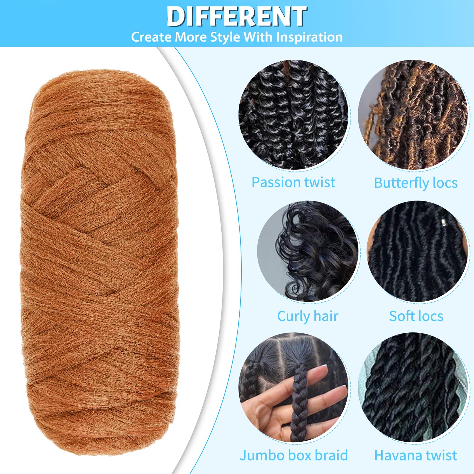 Ainimiu 4 Roll Brazilian Wool Hair for Braiding Faux Locs Crochet for Women Synthetic Braiding Hair Extensions - Image 4