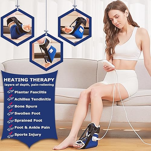 Miniatura 7 de CAMECO Paquete de 1 almohadilla térmica de tobillo para neuropatía, férula nocturna 2 en 1 para fascitis plantar y soporte térmico para pies para