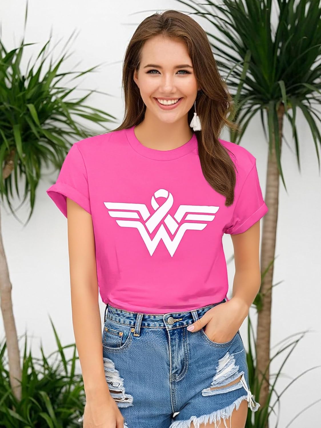 Breast Cancer Shirts for Women Breast Cancer Awareness Shirt Cancer Survivor Shirt Short Sleeve Tops - Image 3