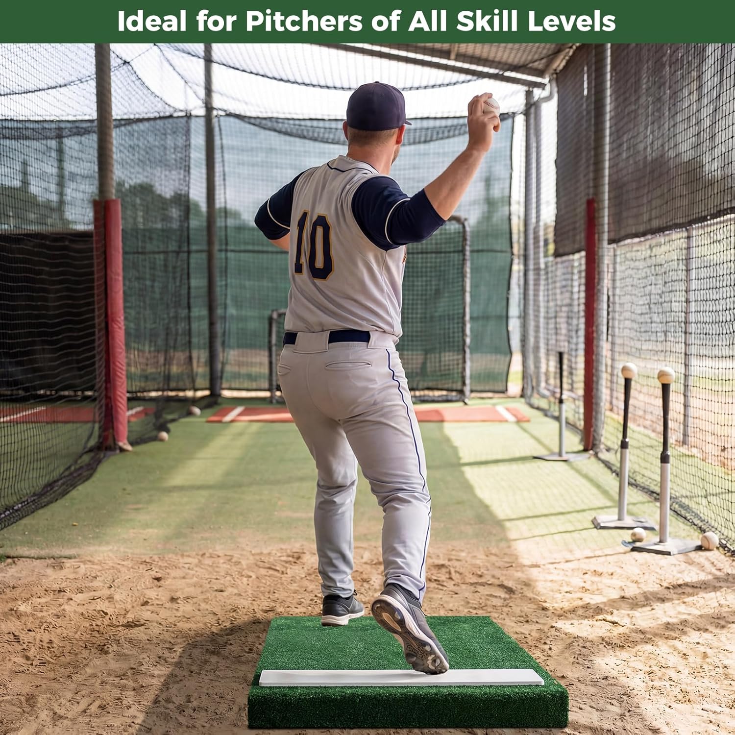 Goplus Pitching Mound, Portable Pitchers Mound with Baseball, Carry Handle, Anti-Fade Turf, Baseball Softball Pitching Training for Indoor Outdoor, 27" x 27" x 4"