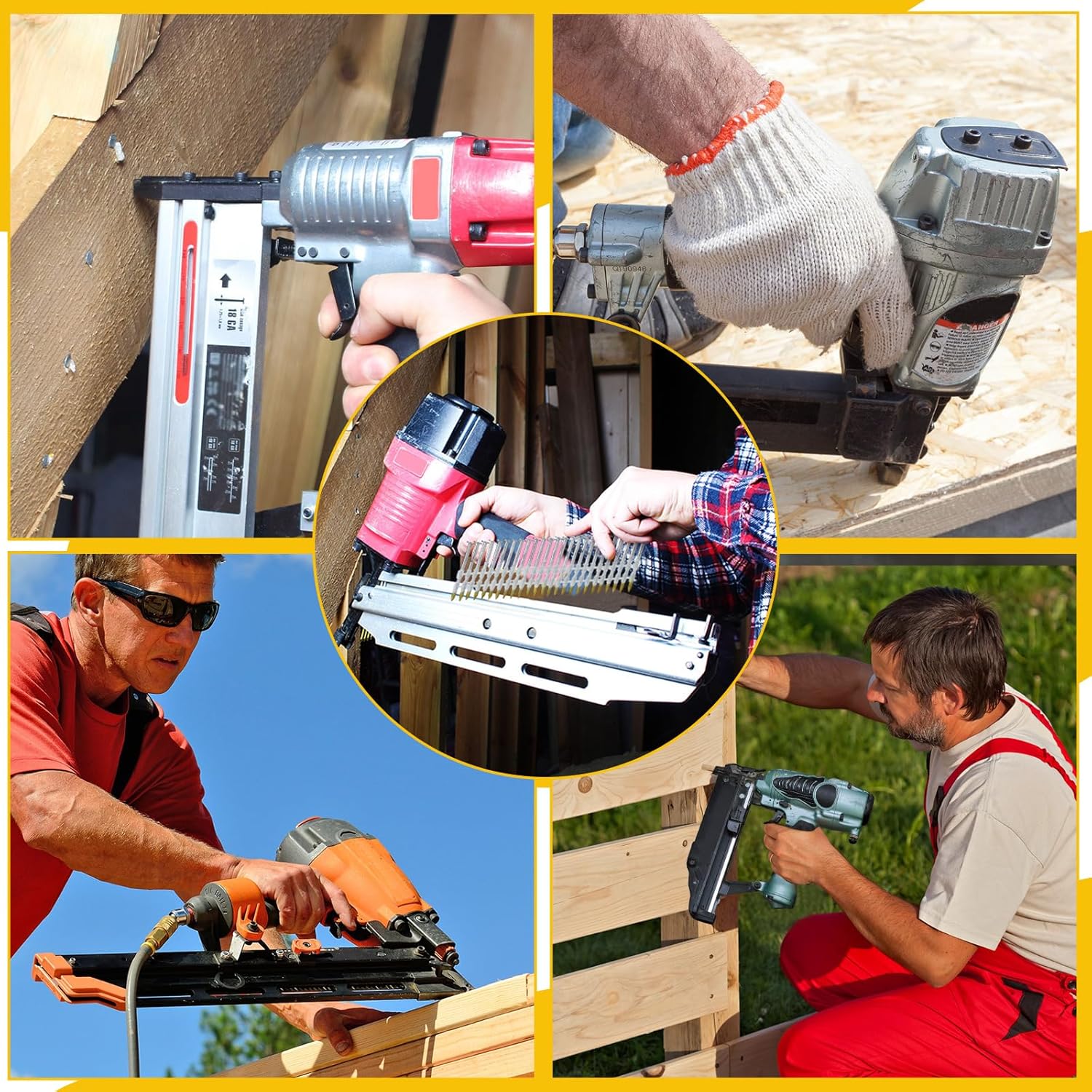 Therwen 1500 Count 21 Degree Framing Nails Ring Shank Nails for Use in All Pressure Treated Lumber, Flat D Head, Galvanized, Plastic Row Fixed (2,3,3-1/2 Inch)