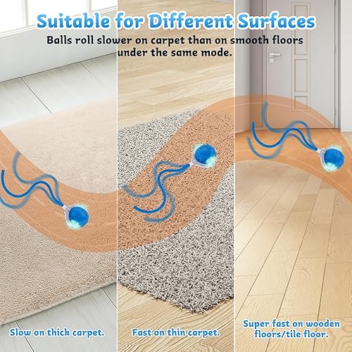 Miniatura 4 de Juguetes interactivos para gatos de interior, bola móvil mejorada 2025 con sonido de chirrido, bola rodante rápida recargable, divertidos juguetes