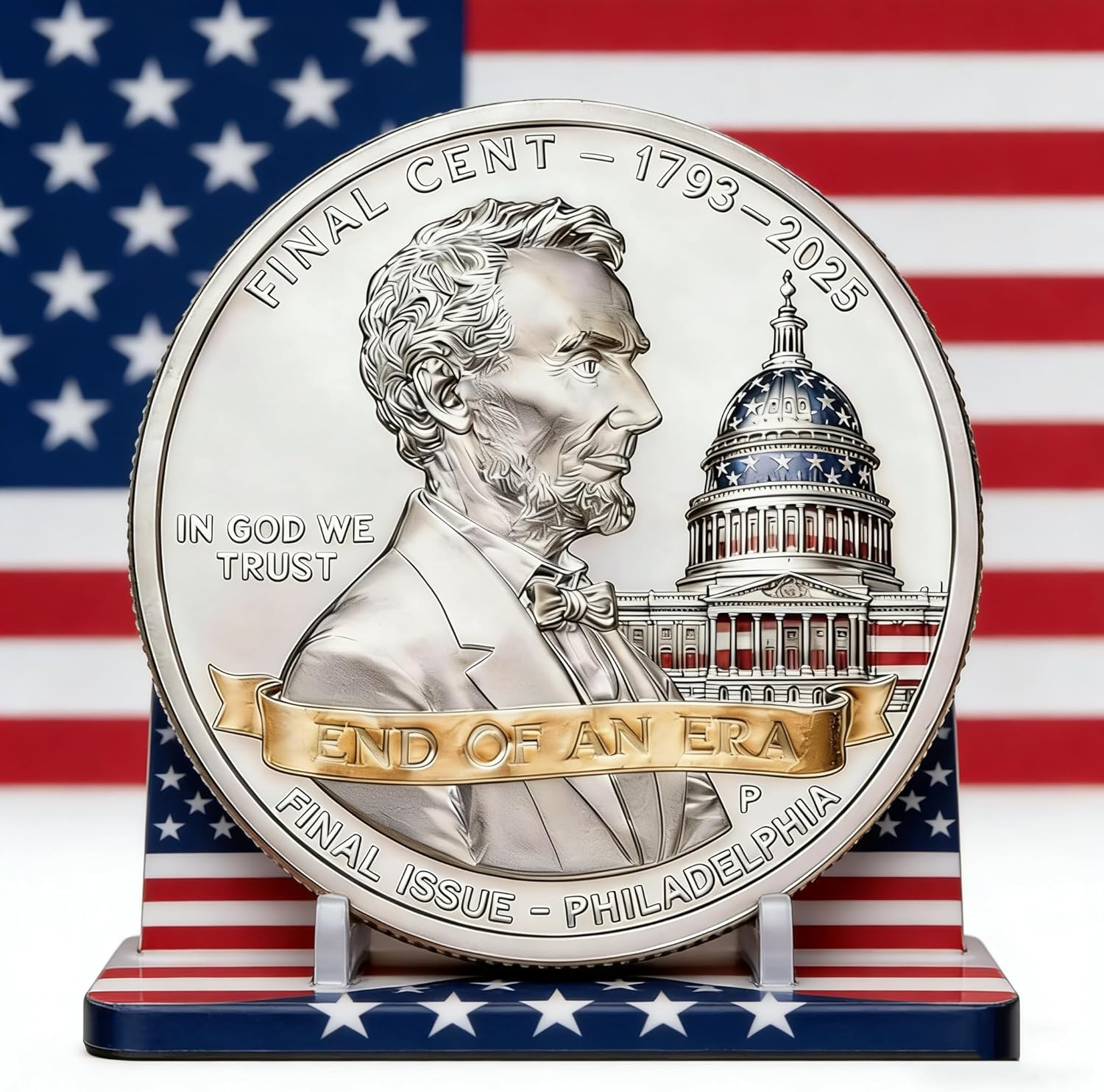 2025 Final Cent Tribute Coin, Last Penny Coin, Last Minted Commemorative Penny, Symbolic Final Penny Keepsake, New Uncirculated Pennies Challenge Coins 3D Engraved for Collector (12Pcs)