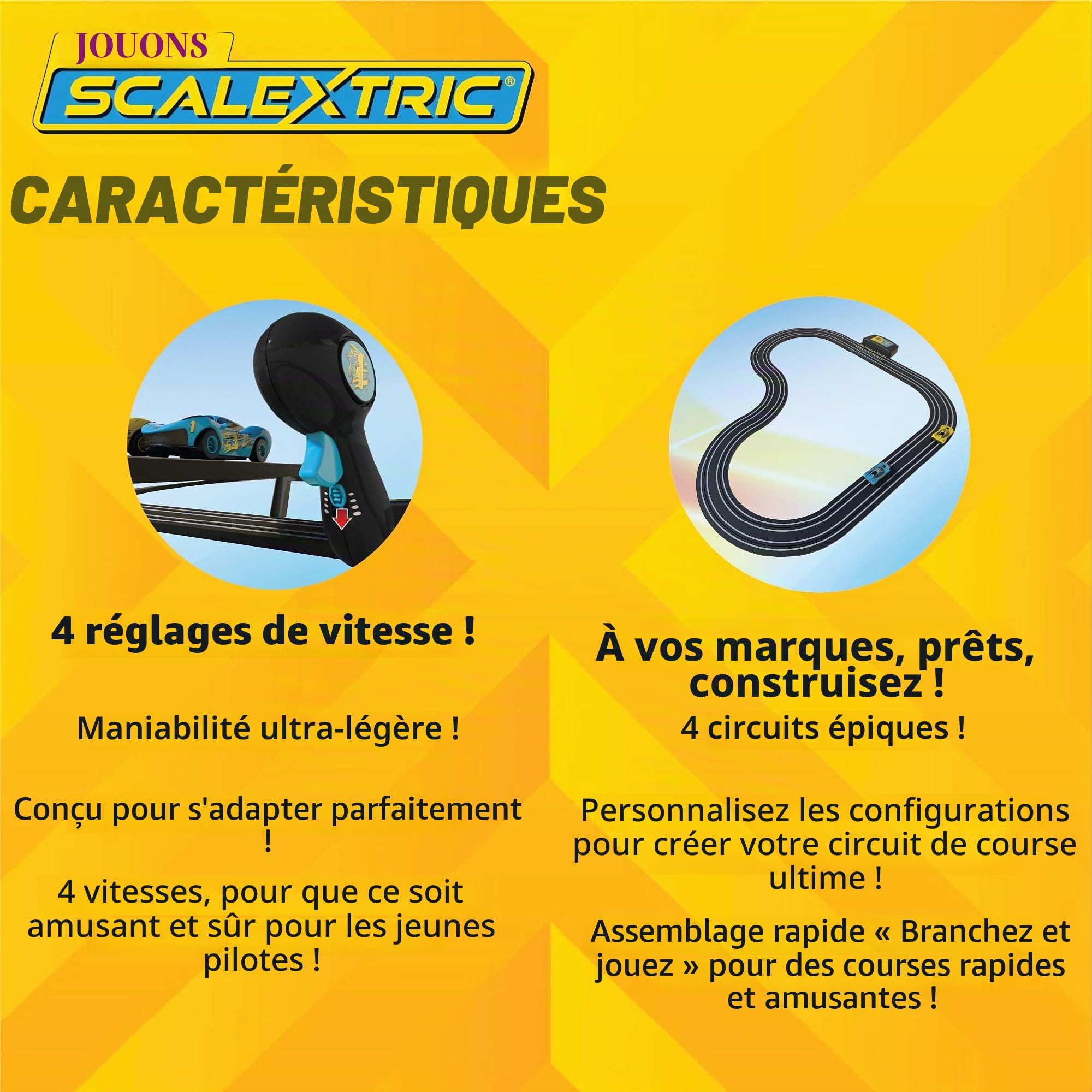 Scalextric Micro Mon Premier Circuit de Course Scalextric Let's Play, G1188M pour Enfants à partir de 3 Ans - Circuit de Course Miniature à Piles, Kits de Voitures pour garçons