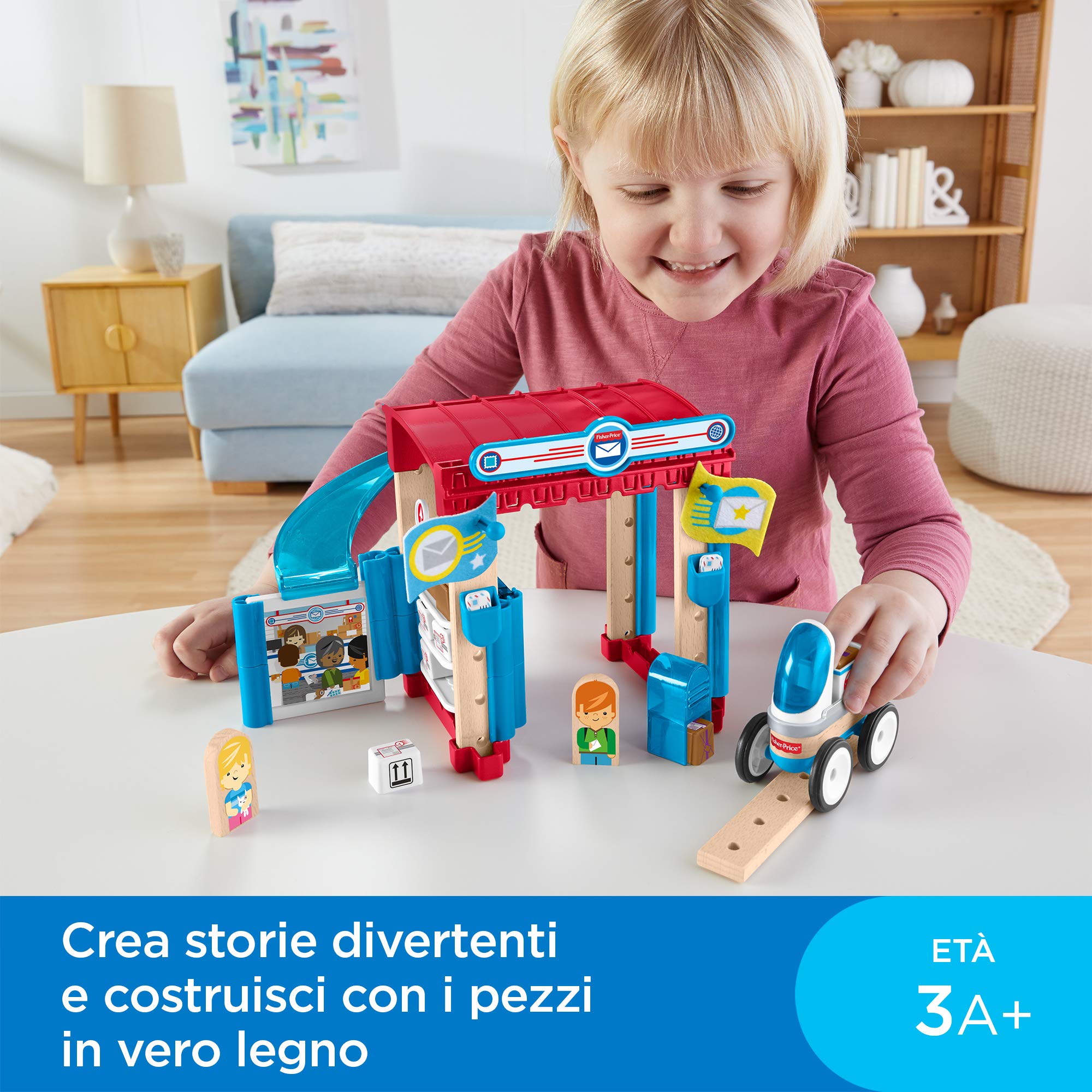 Fisher-Price - Wonder Makers Ufficio Postale con Binari e Costruzioni Giocattolo per Bambini 3+ Anni, GFJ14