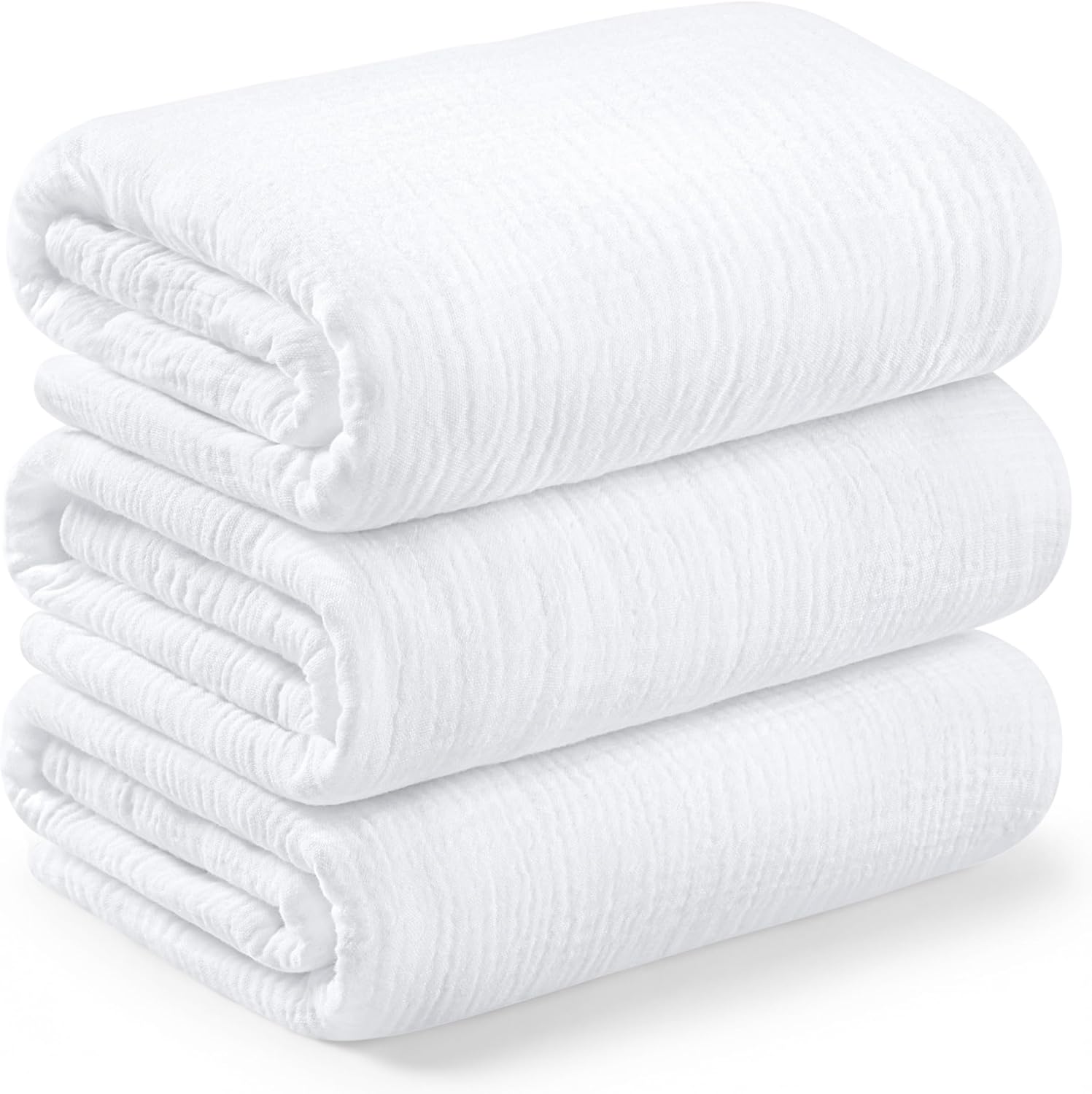 KeaBabies Lyra 3-Pack Organic Cotton Muslin Swaddle Blankets 47x47 - Breathable Soft Newborn Boy Girl Nursery Essentials, Soft White