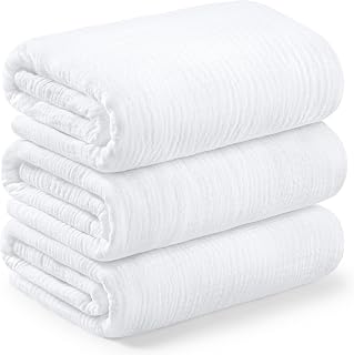 KeaBabies Lyra 3-Pack Organic Cotton Muslin Swaddle Blankets 47x47 - Breathable Soft Newborn Boy Girl Nursery Essentials, Soft White