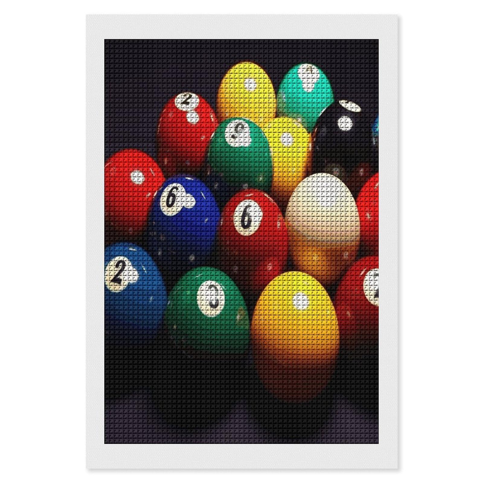 FodPand Color Billiards Diamond Painting Kit for Beginner Fun 5D DIY Crafts for Adults Diamond Art Kits Square Diamond Art Canvas Painting Gem Art Crafts for Home Wall Decor 8"x12"