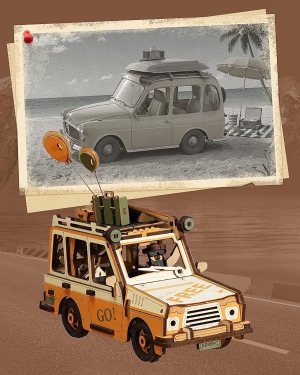 ROKR Pendulum Balance Toy, 3D Wooden Puzzles for Adults, Retro Road Tripper Car, DIY Craft Wood Puzzle Kit, Unique Gift for Men Women by ROKR - Used condition - Image 7