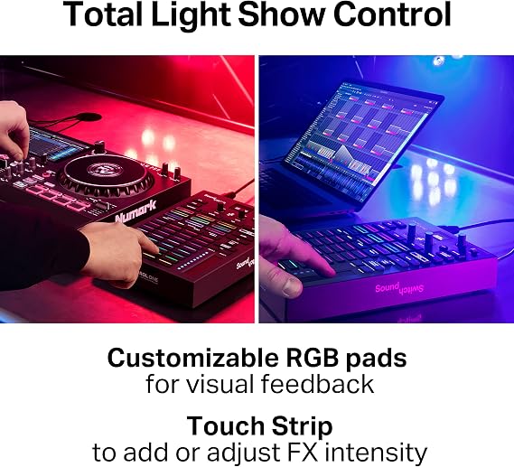 Denon DJ PRIME GO+ DJ Controller and DMX Lighting Controller for Live Music, DJ sets, Events, Music production