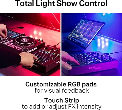 Denon DJ PRIME GO+ DJ Controller and DMX Lighting Controller for Live Music, DJ sets, Events, Music production