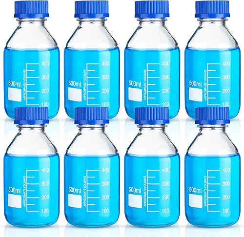 Irenare Media Storage Bottles Borosilicate Storage Glass Scientific Round Graduated