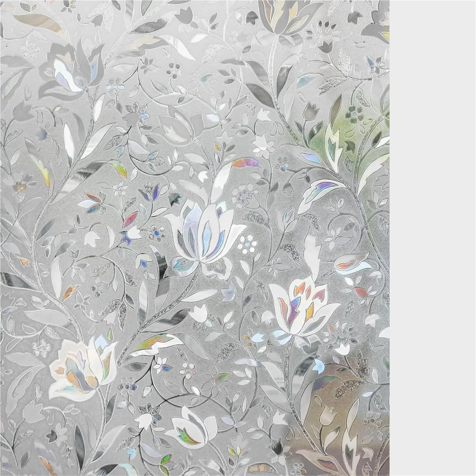 Window Film Privacy 1PCS Decorative Stained Glass Window Privacy Film, Static Cling Sun Blocking Frosted Cover for Home Door, Rainbow Tulip Design‌(45x200cm)