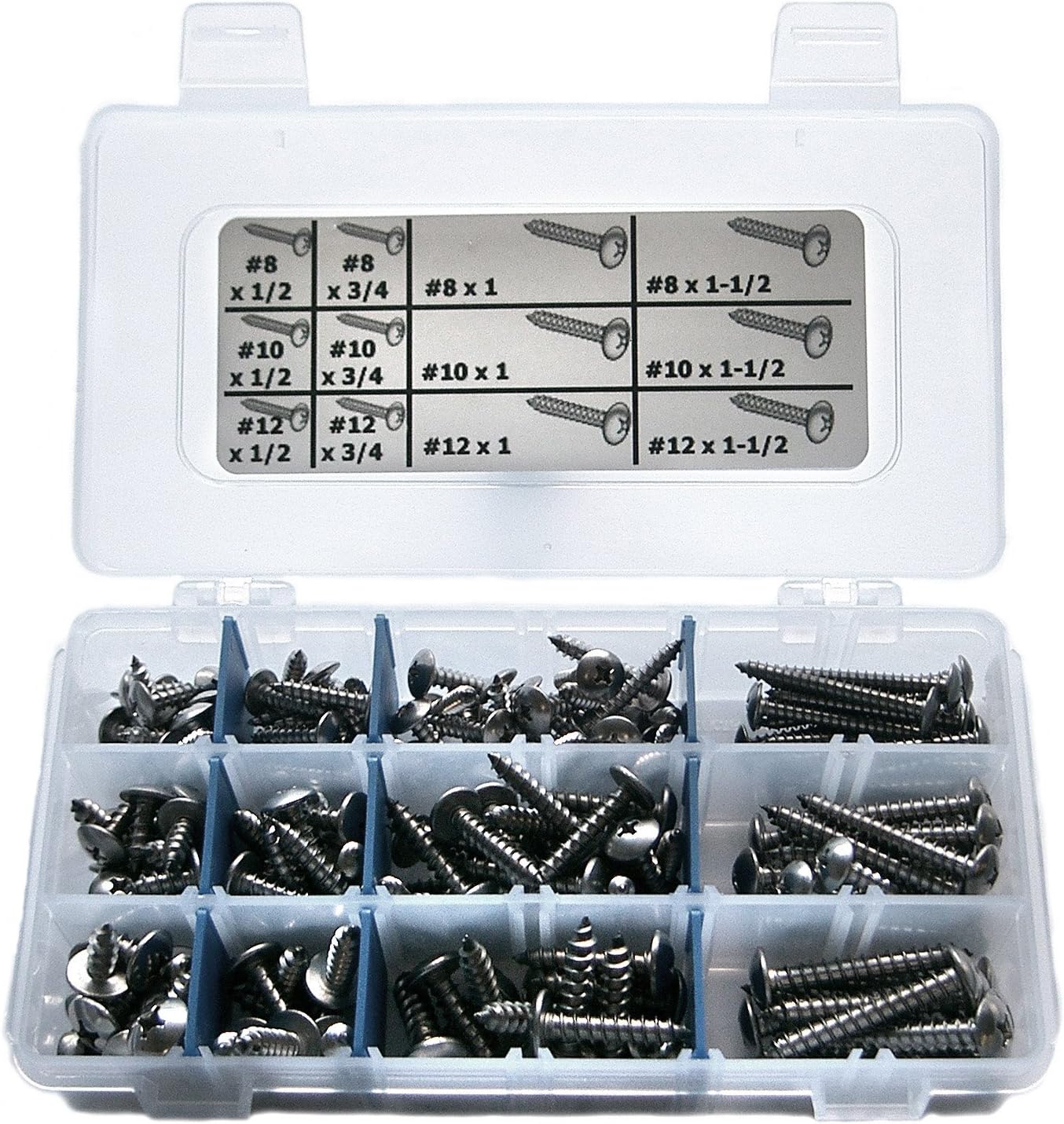 Stainless Steel Phillips Truss Sheet Metal Screw Assortment Kit
