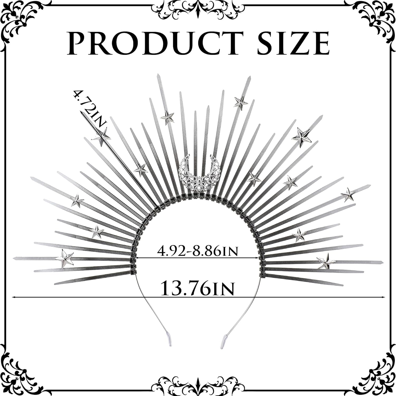 Moon Star Halo Crown - Spiked Sunburst Sun Headband Gothic Goddess Headpiece Headwear for Women Renaissance Costmue - Image 2