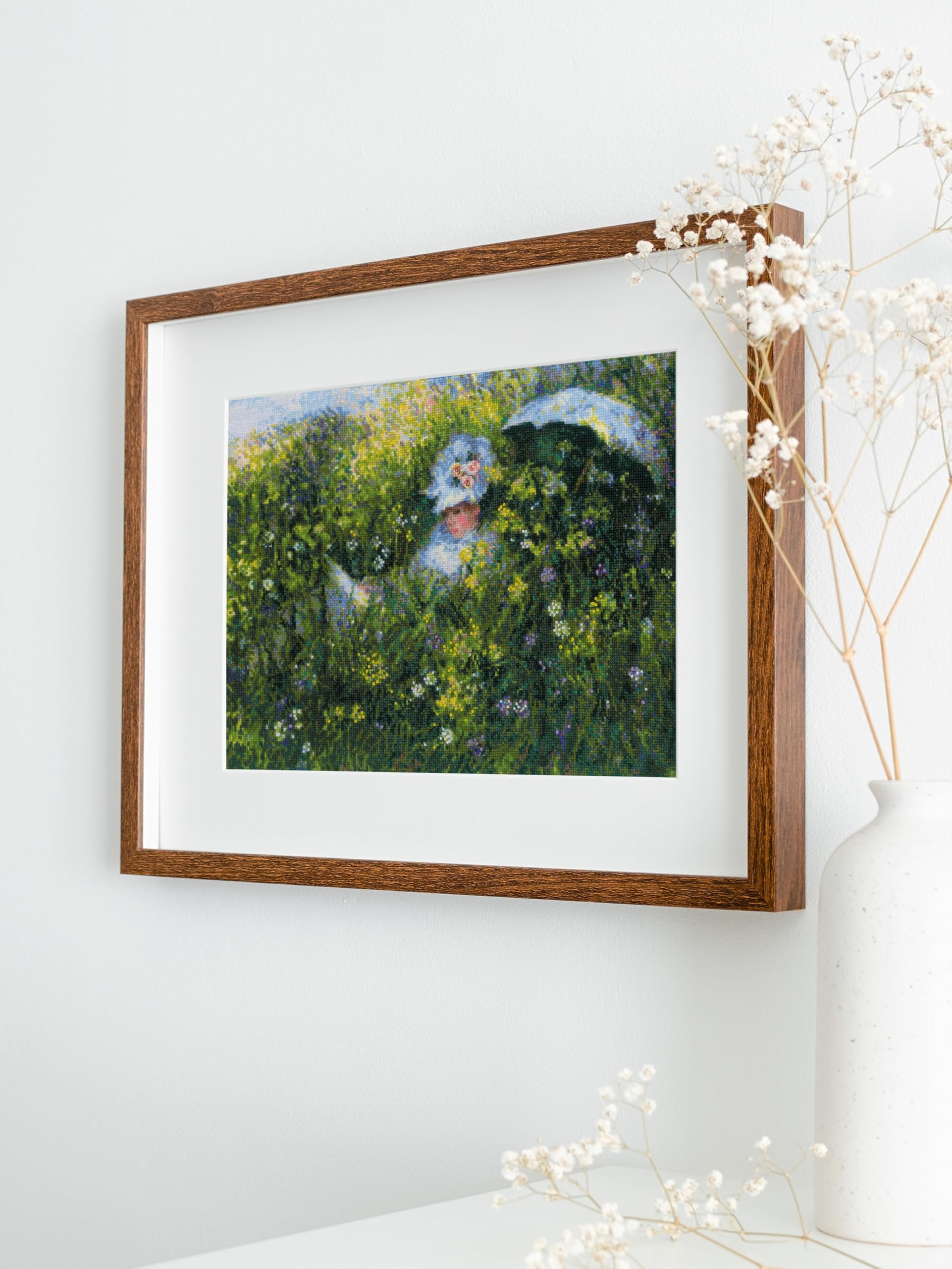 Riolis Kreuzstich-Set 'In The Meadow' Nach Monet – 1000 Teile, 40x30 Cm, Mit Wolle/Acryl Auf AIDA 14