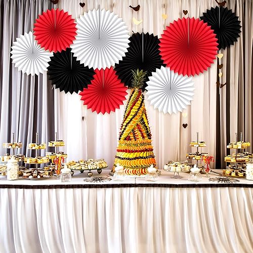 Miniatura 4 de Outus 9 abanicos de papel para colgar en fiestas, guirnaldas de papel decorativas redondas para cabina de fotos, decoración para carnaval,