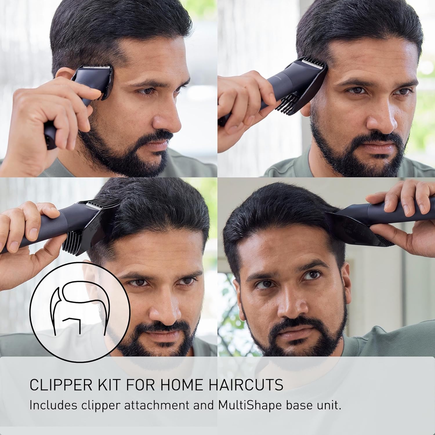 Panasonic MultiShape Electric Hair Clipper with Four Dual Comb Attachments for Cutting Lenghts from 0.9-30mm, Cordless, Waterproof Wet/Dry Hair Trimmer for Men with Long-Lasting Battery - ER-CKN3-A