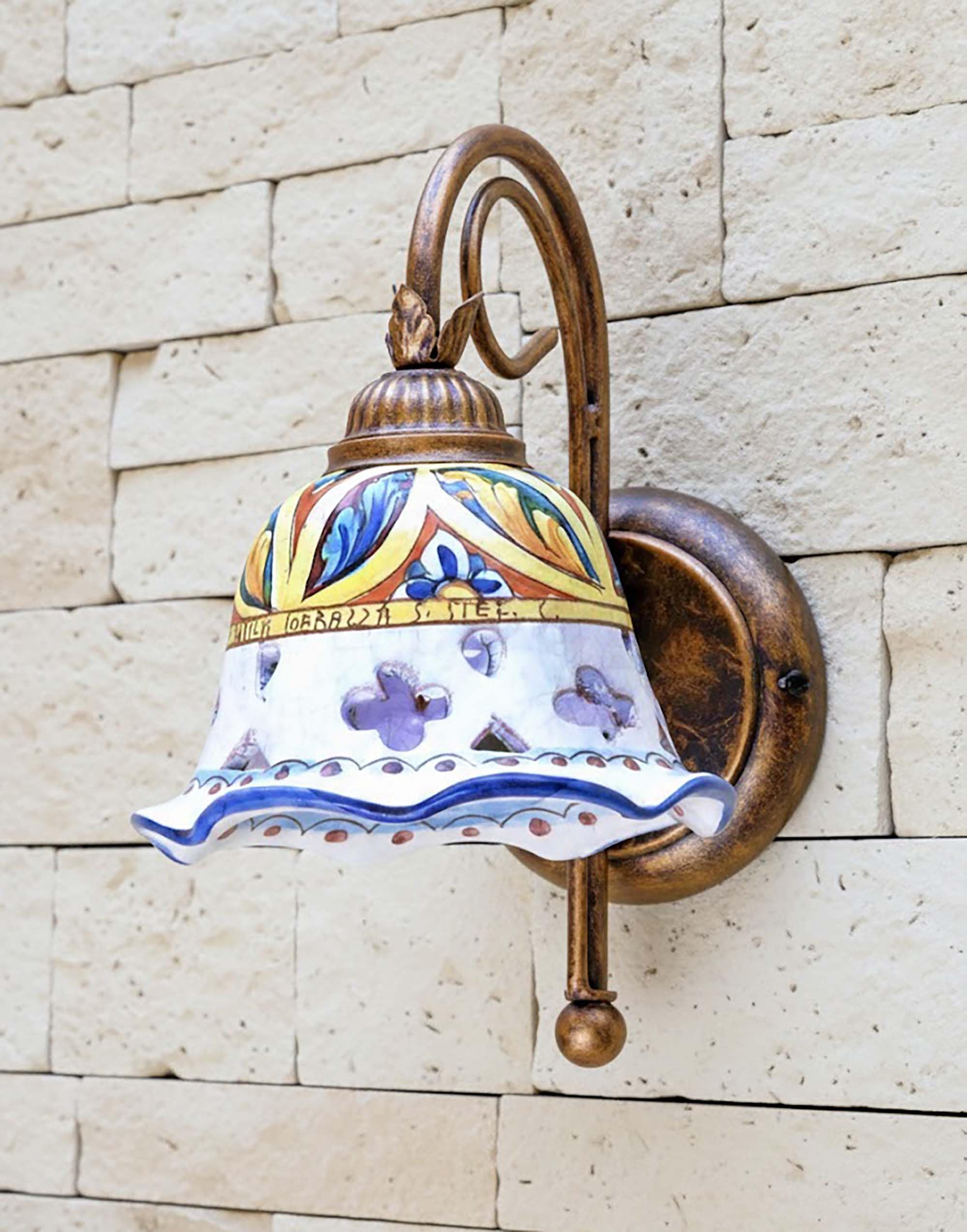 Generico Applique rustico in ceramica siciliana 1 luce Stella per cucina soggiorno, camera, salone