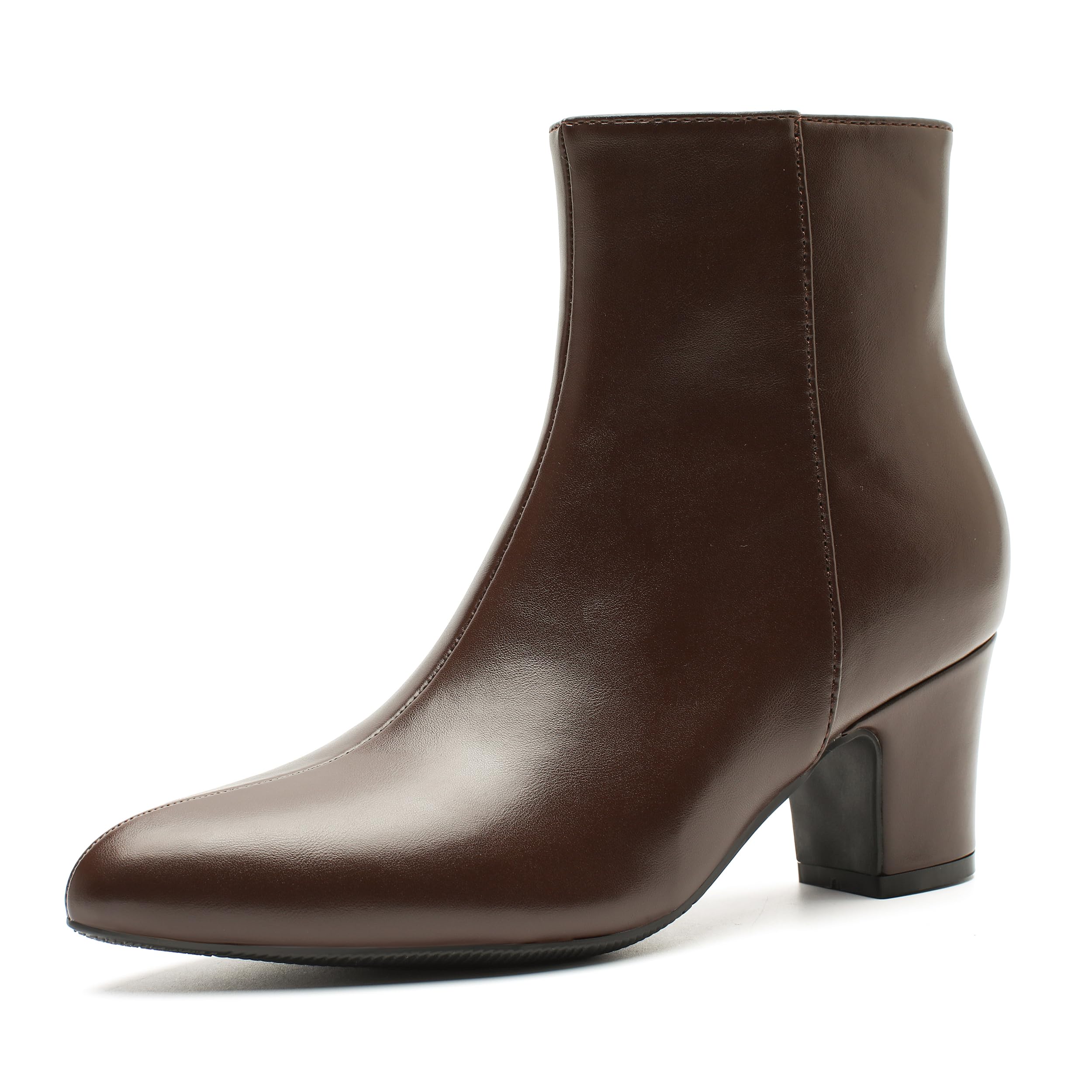 Enelauge Womens Ankle Boots Chunky Block Heel Pointed Toe Fall Heeled Dress Booties Comfortable Short Boots with Side