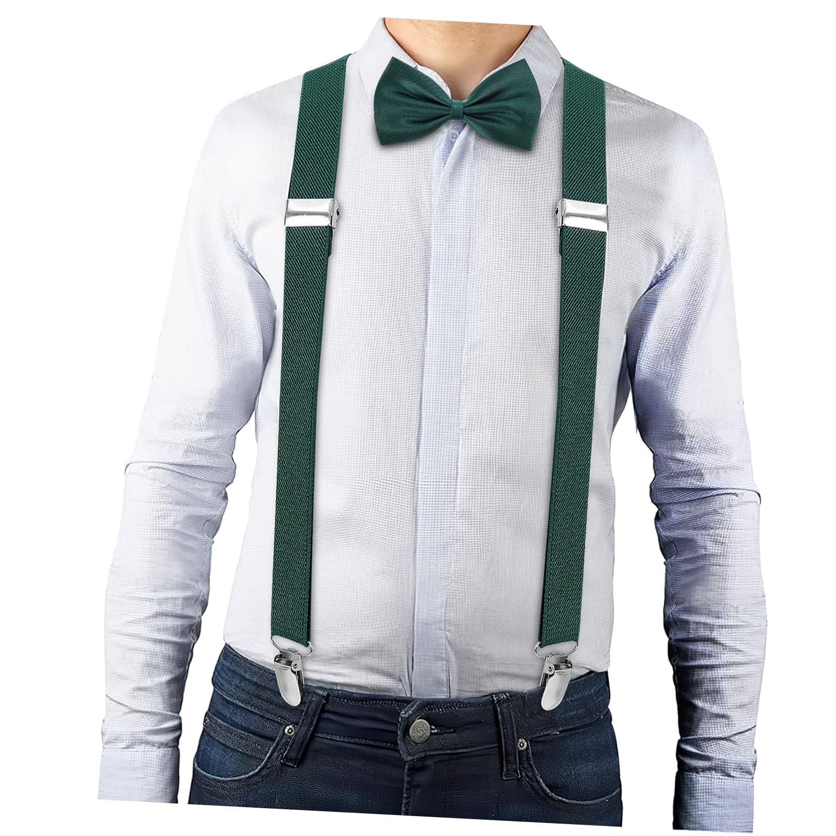 TOVINANNA Boy's Dress Suspenders Bow Tie Set for Tuxedo Elastic Bow Tie and Suspenders for Pants