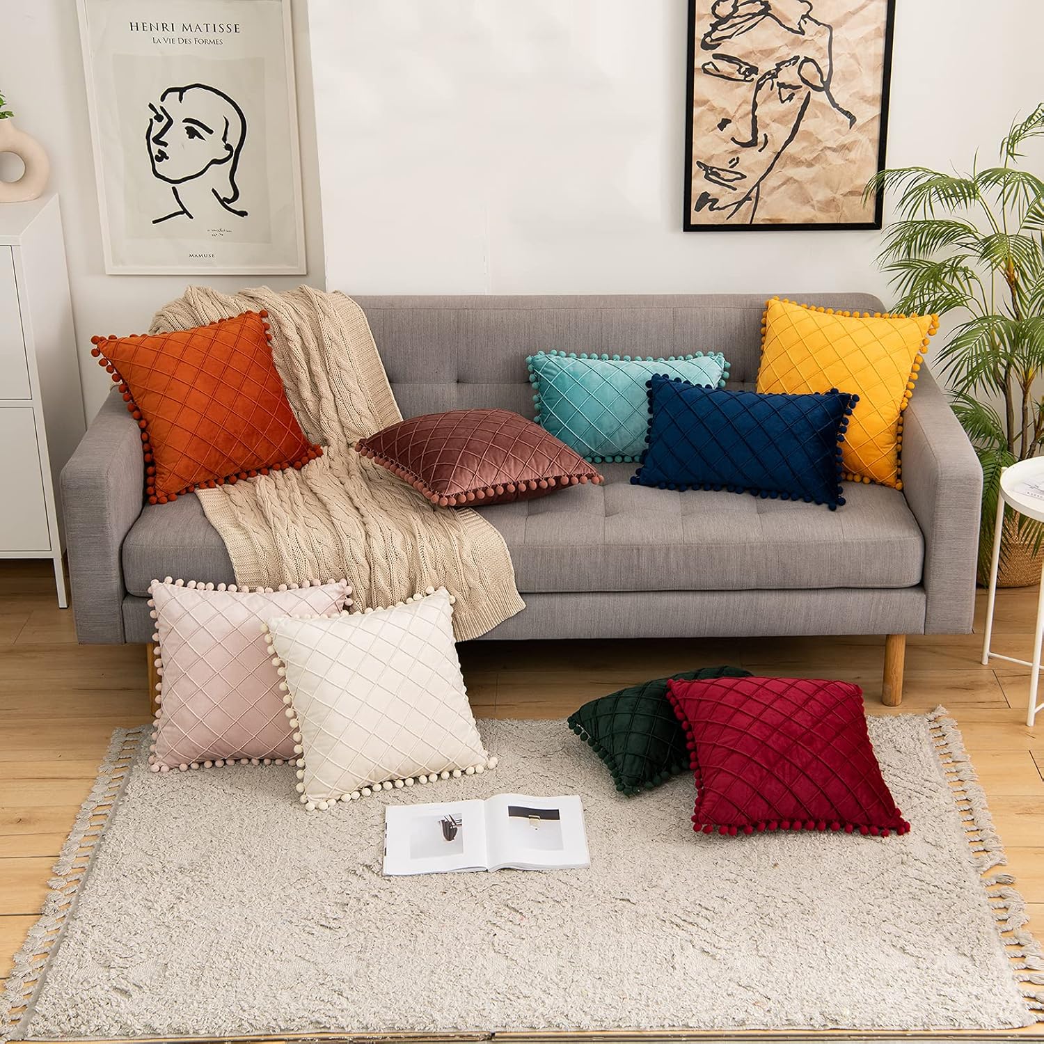 Throw Pillow Covers 18x18 Inch Decorative Cushion Cover Set of 2 Pack Soft Square Pillow Cases for Living Room Sofa Couch Bed Home Decor (Velvet Orange)