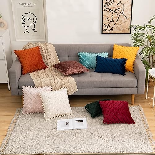 Miniatura 9 de Juego de 2 fundas de almohada decorativas de 18 x 18 pulgadas, fundas de almohada cuadradas suaves para sala de estar, sofá, cama, decoración del