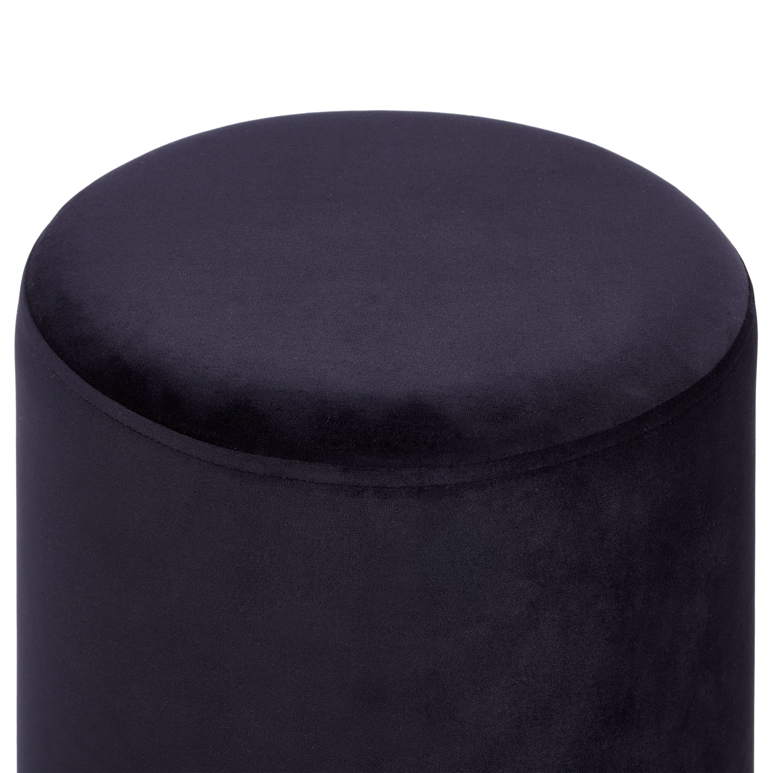 Beliani Pouf rund Samt schwarz Metall Silber Samthocker Sitzhocker Glamour Look Brigitte