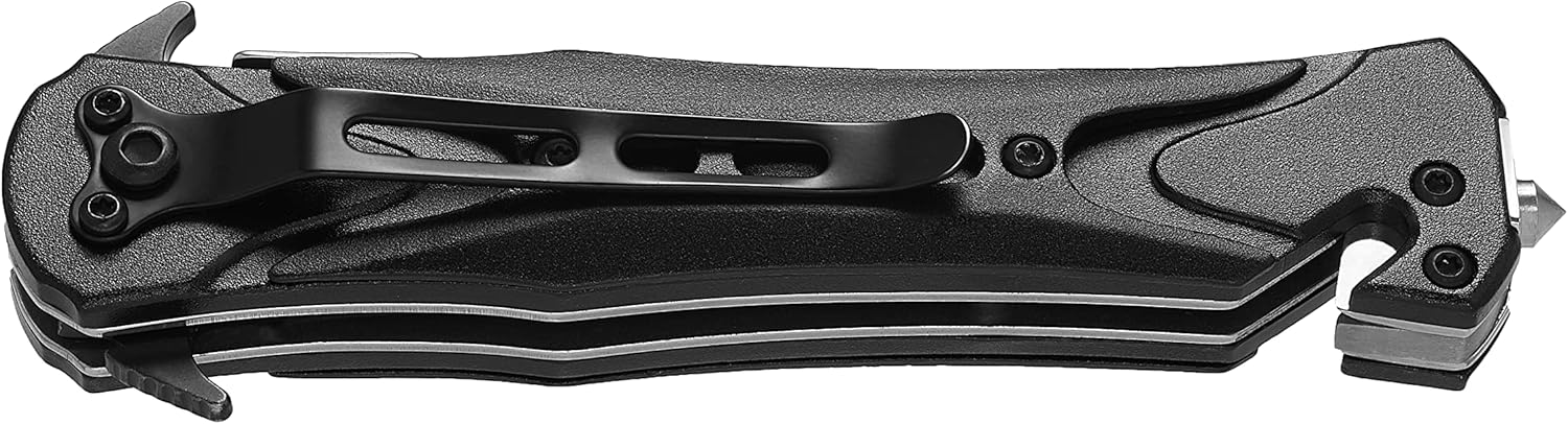 RGNINE 2 Pack Pocket Hunting knives Folding Knife With 3.25" Stainless Steel Black Blade - Pack Of 2