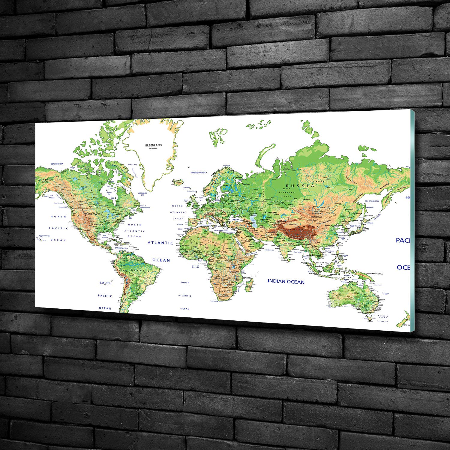 Tulup Acrylic Glass 100x50cm Mural Art Image Verre Plastique Déco Mural Acrylic Glass Picture Verde - Mapa Del Mundo