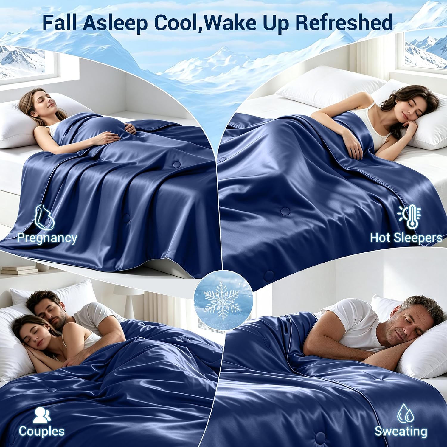 SheRest Cooling Blanket King/Cali King,Ice Silk Comforter for Hot Sleepers