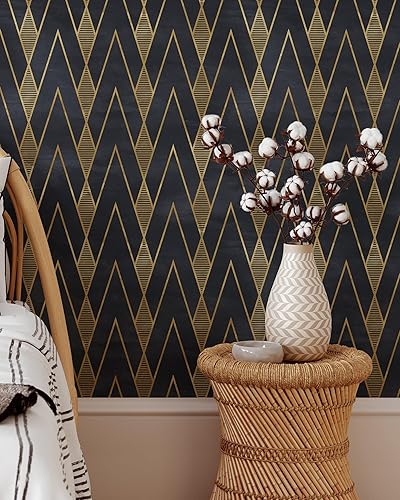 Miniatura 3 de Art Deco Jazz - Papel tapiz autoadhesivo extraíble, patrón geométrico autoadhesivo y moderno, moderno y elegante (muestra de 12 pulgadas de ancho x