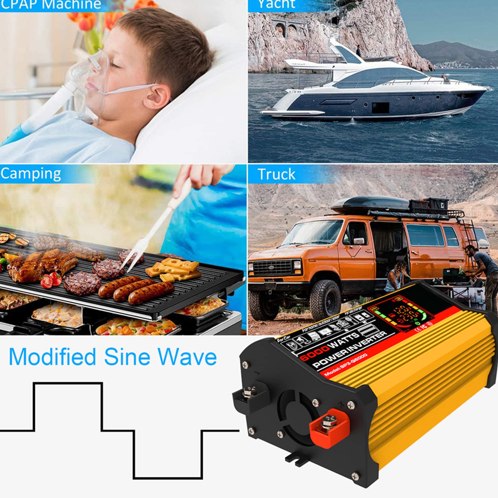 500W Dual USB Energooszczędny Combo System Falownika Słonecznego Zmodyfikowany Inwerter Falowy o Dużej Mocy Zestaw Paneli Słonecznych z Gniazdem Zapalniczki na Kemping