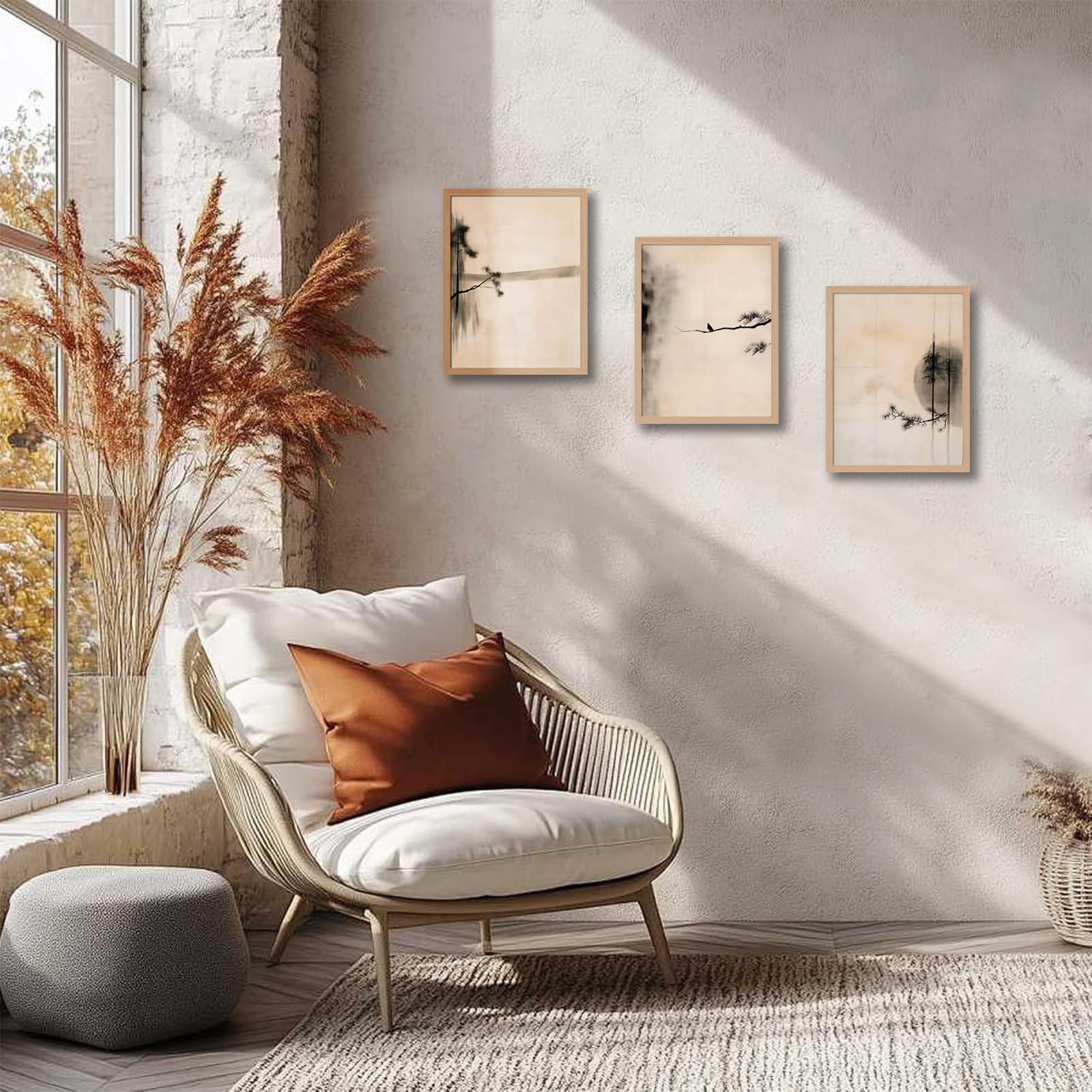 skysoon Minimalist Zen Wall Art Set of 3, Abstract Ink Landscape Canvas Prints, — product photo