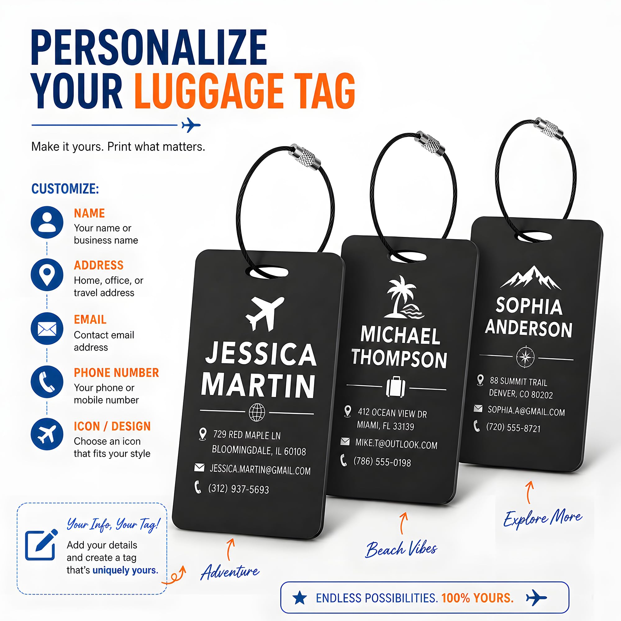 Personalisierte PVC Kofferanhänger mit individuellem Logodruck