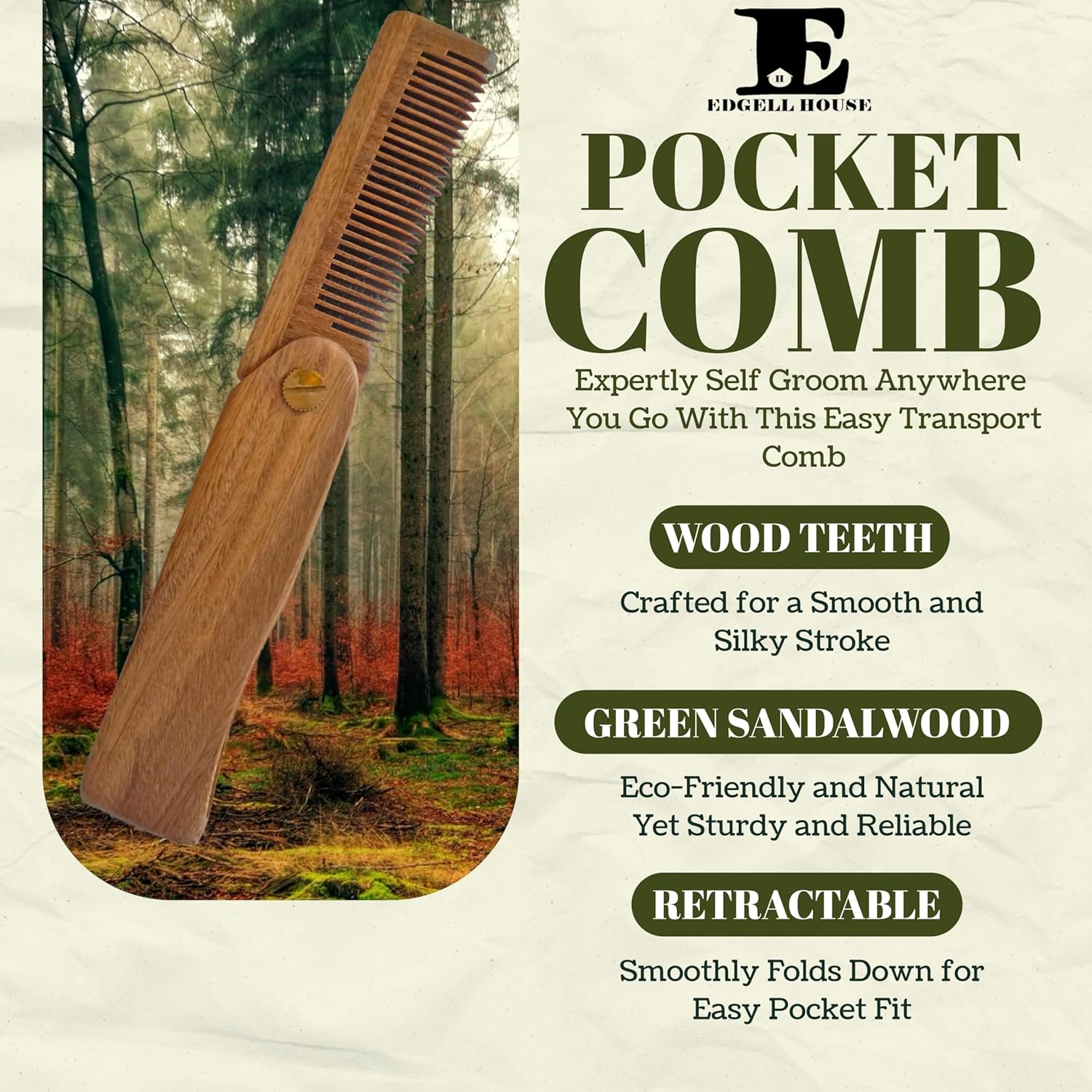 Clay Pomade And Folding Comb Gift Combo Set Includes 2.7oz Hair Clay Pomade For Men And 7 Inch Sandalwood Hair & Beard Pocket Comb – Clay Products and Wooden Gifts - Image 4